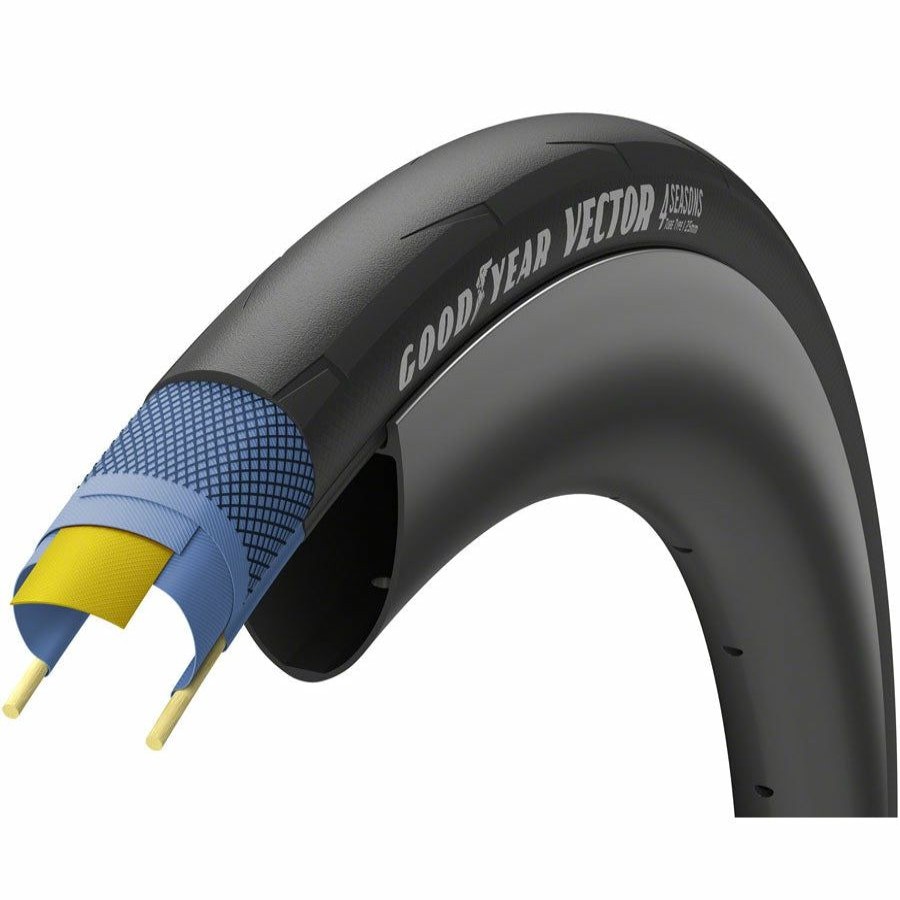 Bike Tires & Tubes * | At Reduced Price Goodyear Vector 4Seasons Road Bike Tire 700 X 25 , Clincher, Folding, Black