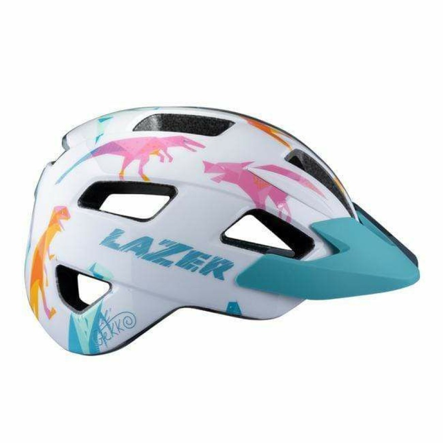 Bike Helmets * | Good Quality Lazer Lil Gekko Mips Kids Bike Helmet White Dino