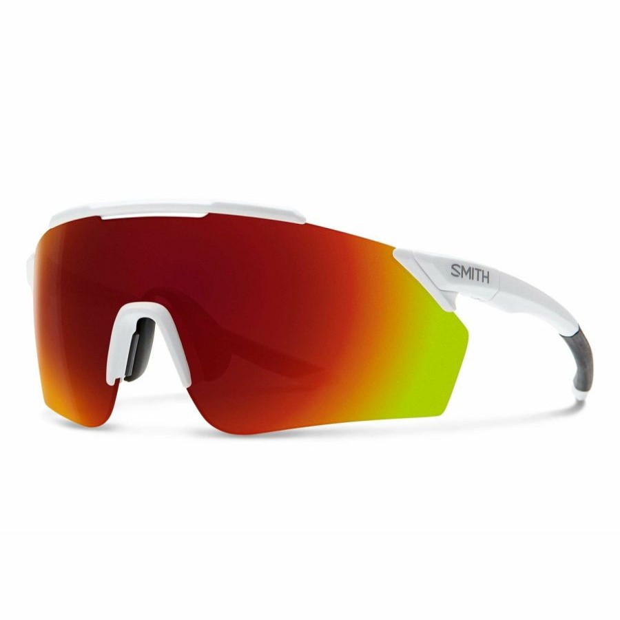 Bike Gloves * | Trend Model Smith Ruckus Sunglasses Matte White Chromapop Red Mirror