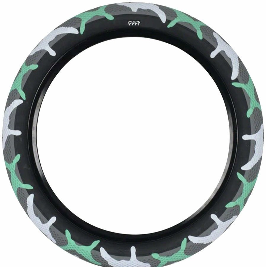 Bike Tires & Tubes * | Good Quality Cult X Vans Bmx Bike Tire 18 X 2.2, Clincher, Wire, Teal Camo/Black